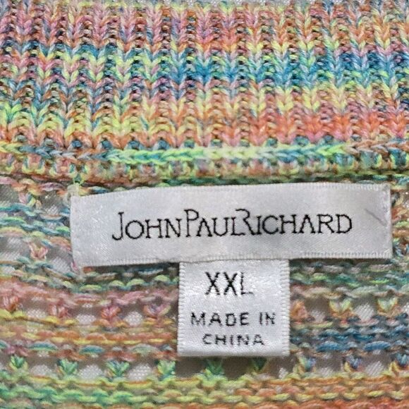 John Paul Richard Sweater XL Pullover Colorful Pride Open Knit Rainbow Acrylic - Picture 2 of 16